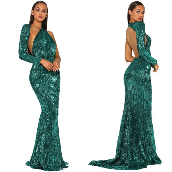 Portia & Scarlett PS2045 Emerald Green Sequin Gown